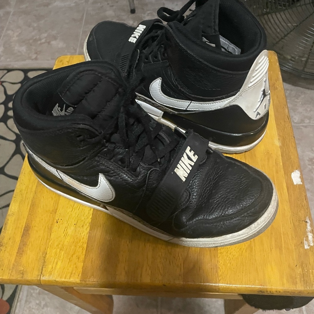 Nike Black and White Leather Jordans